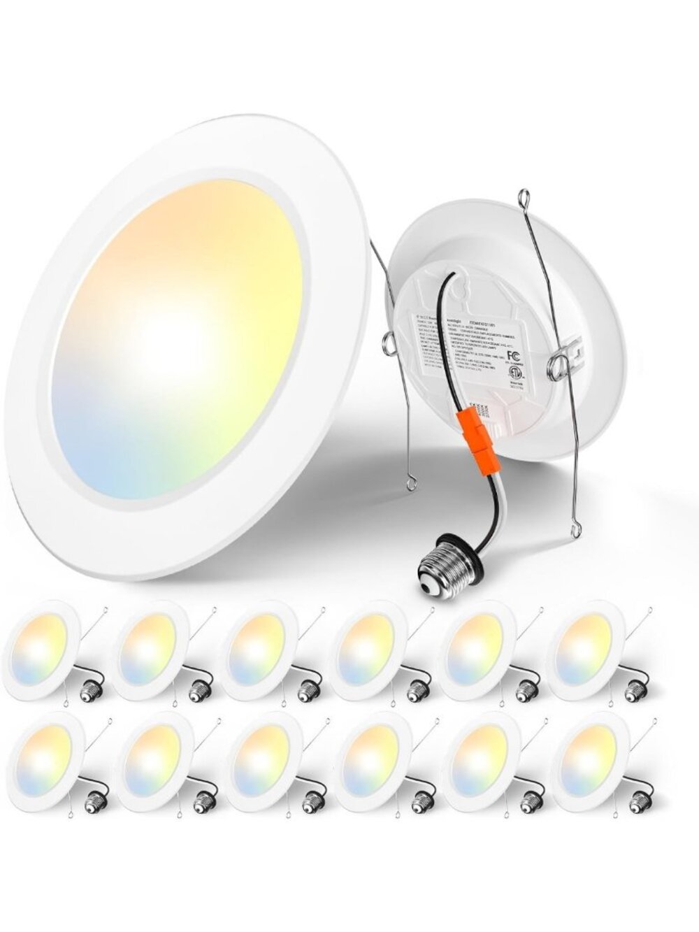 12 Pack Dimmable 5/6 Inch LED Recessed Lights, 5CCT, Easy Install, IC Rated